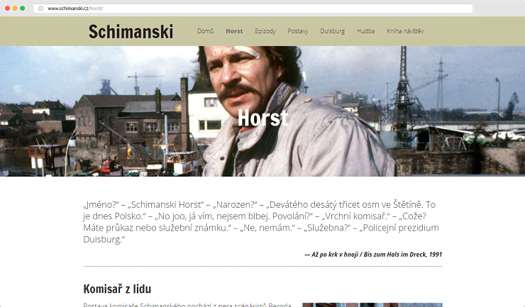 Schimanski.cz, fanouškovský web komisaře Horsta Schimanského ze seriálu Místo činu